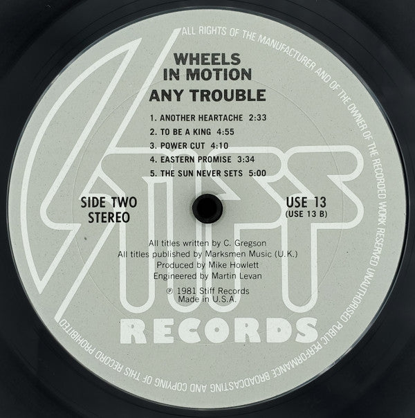 Any Trouble : Wheels In Motion (LP, Album)