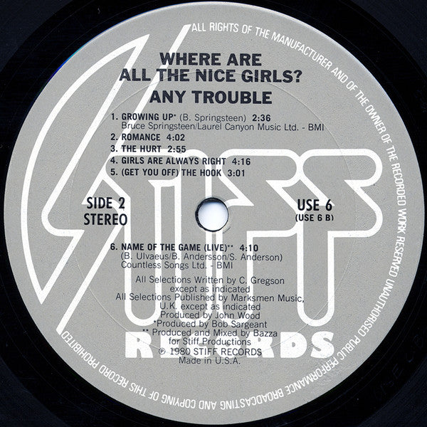 Any Trouble : Where Are All The Nice Girls? (LP, Album)