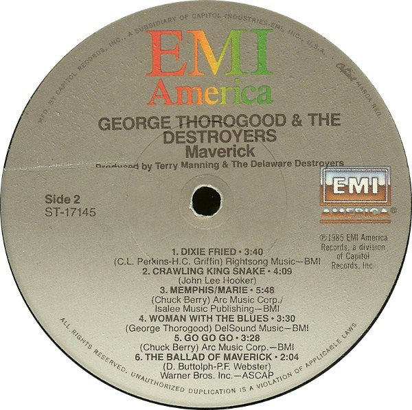 George Thorogood & The Destroyers : Maverick (LP, Album, Jac)