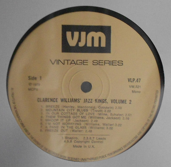 Clarence Williams' Jazz Kings : 1929 To 1931 New York Columbia Recordings In Chronological Order (LP, Comp, Mono)