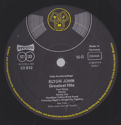 Elton John : Greatest Hits (LP, Comp, Club)