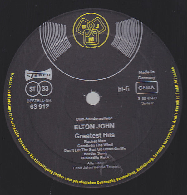 Elton John : Greatest Hits (LP, Comp, Club)