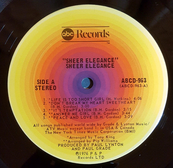 Sheer Elegance : Sheer Elegance (LP, Album)