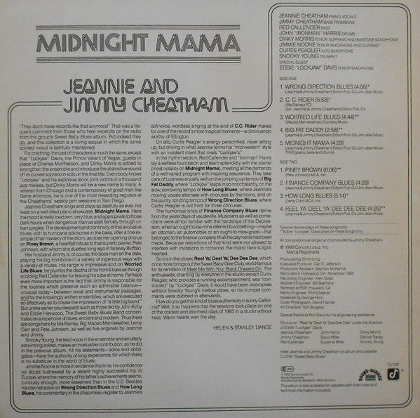 Jeannie & Jimmy Cheatham : Midnight Mama (LP, Album)