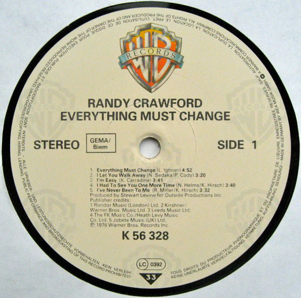 Randy Crawford : Everything Must Change (LP, Album, RE)