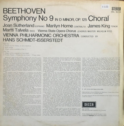 Ludwig van Beethoven, Joan Sutherland, Marilyn Horne, James King (3), Martti Talvela, Wiener Staatsopernchor, Hans Schmidt-Isserstedt, Wiener Philharmoniker : Symphony No 9 'Choral' (LP, RE)