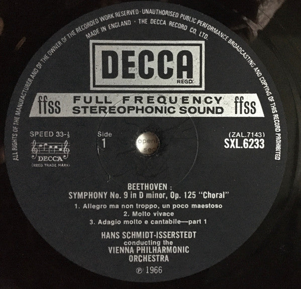 Ludwig van Beethoven, Joan Sutherland, Marilyn Horne, James King (3), Martti Talvela, Wiener Staatsopernchor, Hans Schmidt-Isserstedt, Wiener Philharmoniker : Symphony No 9 'Choral' (LP, RE)