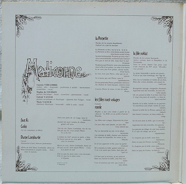 Malicorne : Malicorne (LP, Album, RP, Gat)