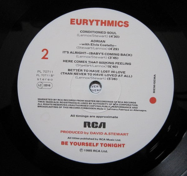 Eurythmics : Be Yourself Tonight (LP, Album)