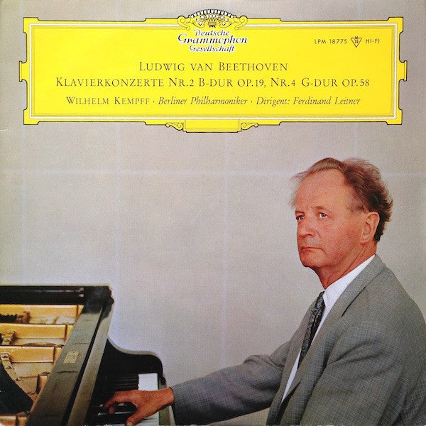 Ludwig van Beethoven - Wilhelm Kempff, Berliner Philharmoniker, Ferdinand Leitner : Klavierkonzerte Nr. 2 B-dur Op. 19, Nr. 4 G-dur Op. 58 (LP, Mono)