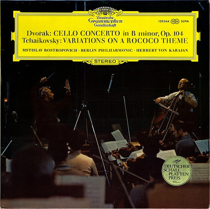 Antonín Dvořák / Pyotr Ilyich Tchaikovsky - Mstislav Rostropovich, Berliner Philharmoniker, Herbert Von Karajan : Cellokonzert H-Moll (In B Minor) / Rokoko-Variationen Op. 33 (LP)