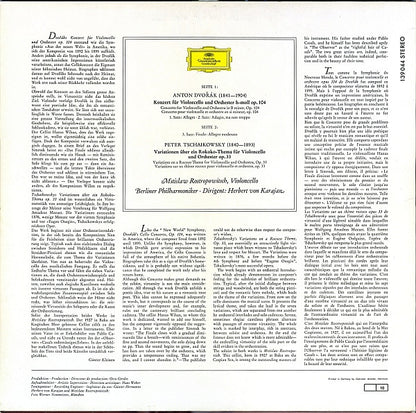 Antonín Dvořák / Pyotr Ilyich Tchaikovsky - Mstislav Rostropovich, Berliner Philharmoniker, Herbert Von Karajan : Cellokonzert H-Moll (In B Minor) / Rokoko-Variationen Op. 33 (LP)