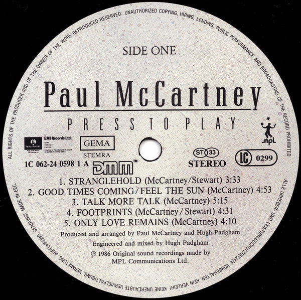 Paul McCartney : Press To Play (LP, Album, Gat)