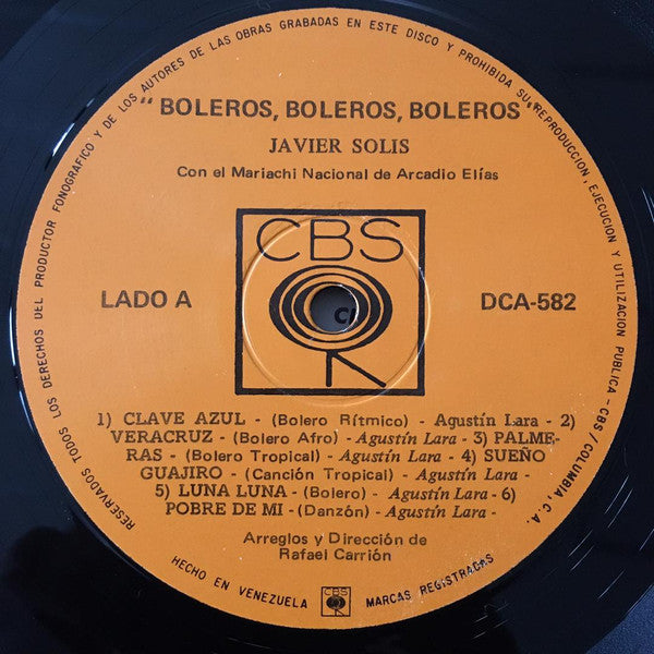Javier Solís : Boleros Boleros Boleros (LP)