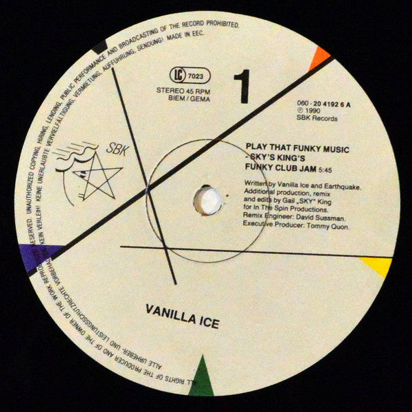 Vanilla Ice : Play That Funky Music (12", Maxi)