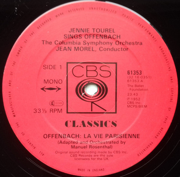 Jennie Tourel - Jacques Offenbach : Jennie Tourel Sings Offenbach (LP, Mono)