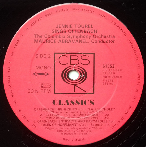 Jennie Tourel - Jacques Offenbach : Jennie Tourel Sings Offenbach (LP, Mono)