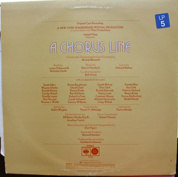 "A Chorus Line" Original Broadway Cast : A Chorus Line (LP, Album)
