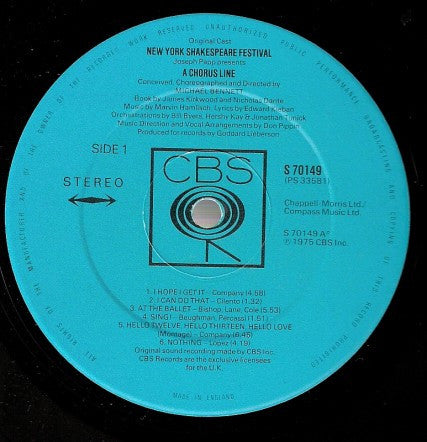 "A Chorus Line" Original Broadway Cast : A Chorus Line (LP, Album)