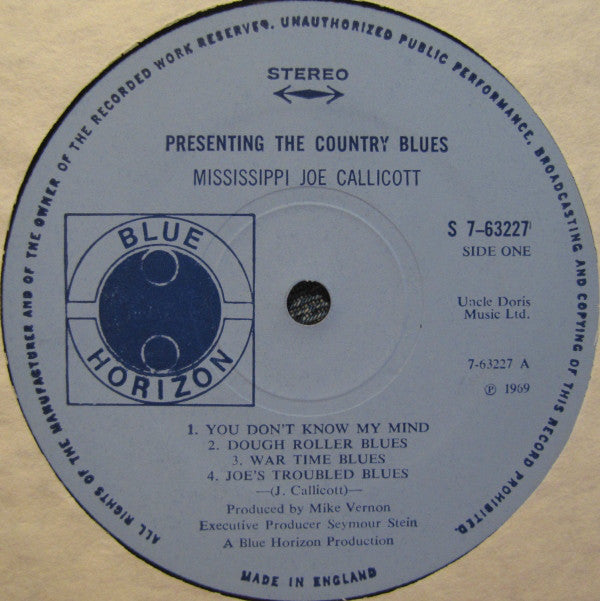 Joe Callicott : Presenting The Country Blues (LP, Album)
