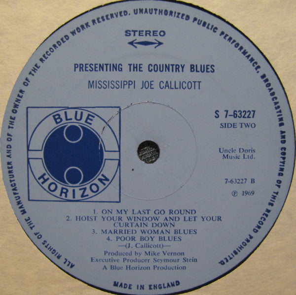 Joe Callicott : Presenting The Country Blues (LP, Album)