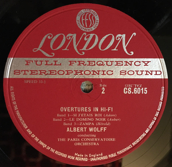 Albert Wolff, Orchestre De La Société Des Concerts Du Conservatoire : Overtures In Hi-Fi (LP)