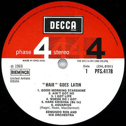Edmundo Ros & His Orchestra : Hair Goes Latin (LP, Album)