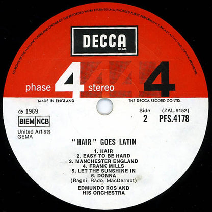 Edmundo Ros & His Orchestra : Hair Goes Latin (LP, Album)