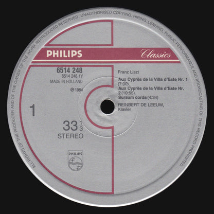 Franz Liszt - Reinbert De Leeuw : Aux Cyprès De La Villa D'Este Nos. 1 & 2 / Sursum Corda / Elégie I & II / La Notte (LP)