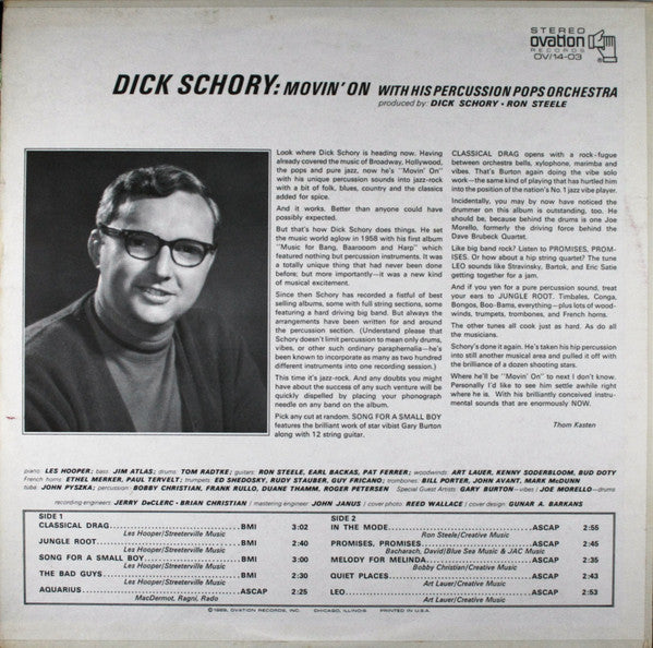 Dick Schory's Percussion Pops Orchestra : Movin' On (LP, Album)