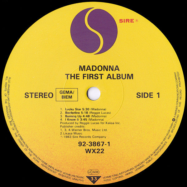 Madonna : The First Album (LP, Album, RE)