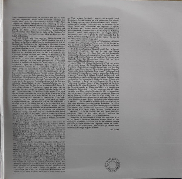George Gershwin Accompanied By Michael Tilson Thomas Conducting The Columbia Jazz Band : Rhapsody In Blue - The 1925 Piano Roll (LP, Quad, Gat)