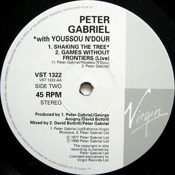 Peter Gabriel : Solsbury Hill / Shaking The Tree / Games Without Frontiers (12")