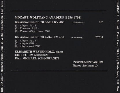 Wolfgang Amadeus Mozart, Collegium Musicum Copenhagen, Michael Schønwandt, Elisabeth Westenholz : Piano Concertos Nos. 20 And 23 (CD)