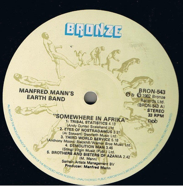 Manfred Mann's Earth Band : Somewhere In Afrika (LP, Album)