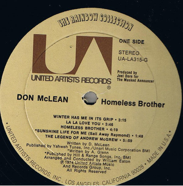 Don McLean : Homeless Brother (LP, Album, Gat)