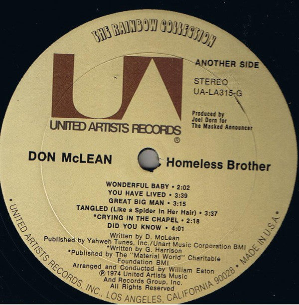 Don McLean : Homeless Brother (LP, Album, Gat)