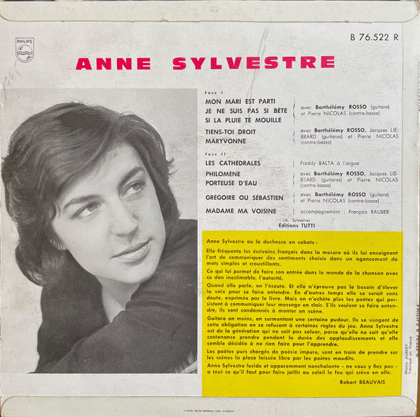 Anne Sylvestre : Chante... (10", Album, Mono, RP, Bla)