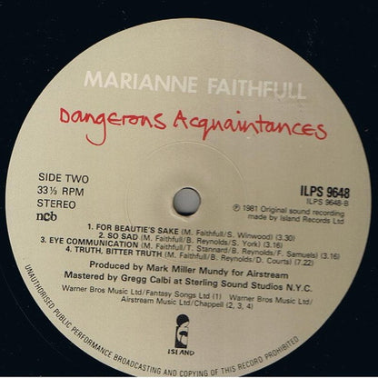 Marianne Faithfull : Dangerous Acquaintances (LP, Album)