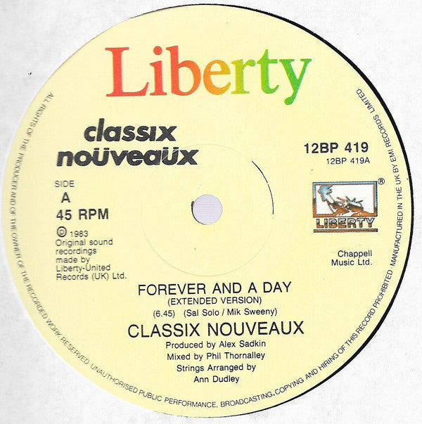 Classix Nouveaux : Forever And A Day (12", Single)