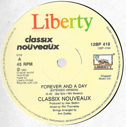 Classix Nouveaux : Forever And A Day (12", Single)