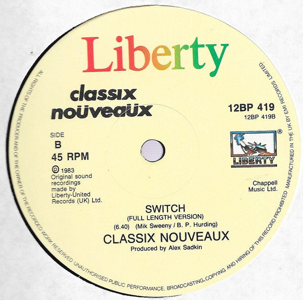 Classix Nouveaux : Forever And A Day (12", Single)