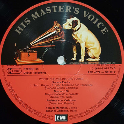 Nicanor Zabaleta, Yehudi Menuhin : Werke Für Violine Und Harfe (LP, Album)