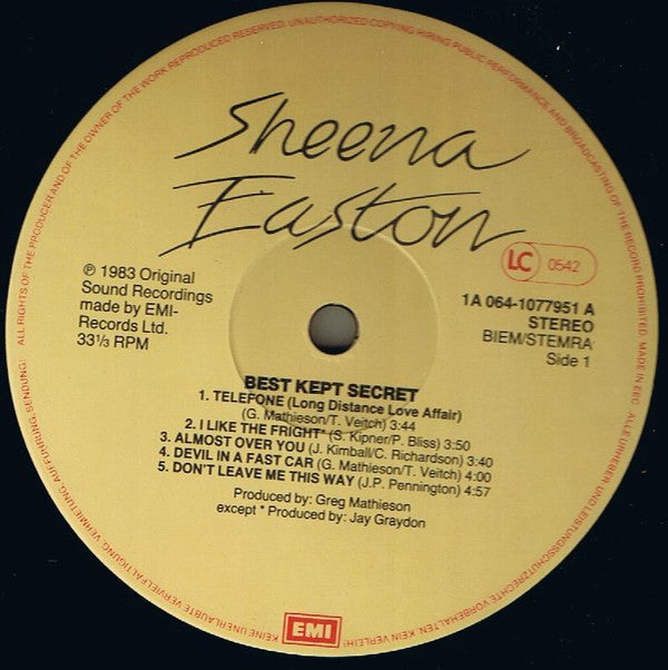 Sheena Easton : Best Kept Secret (LP, Album)