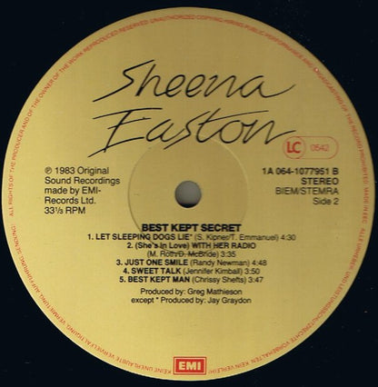 Sheena Easton : Best Kept Secret (LP, Album)