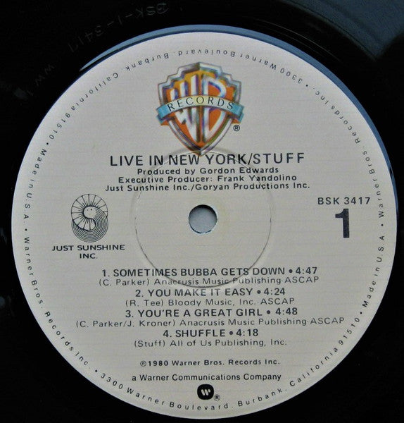 Stuff (2) : Live In New York (LP, Album, Win)