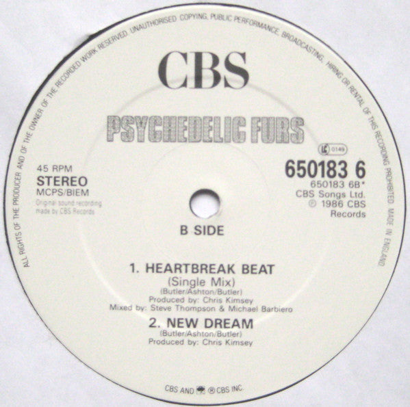 The Psychedelic Furs : Heartbreak Beat (New York Mix) (12")