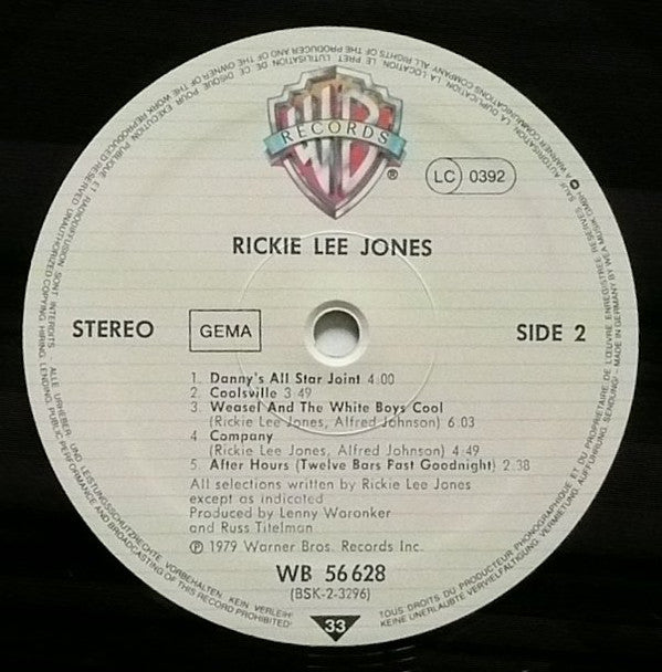 Rickie Lee Jones : Rickie Lee Jones (LP, Album, RE)