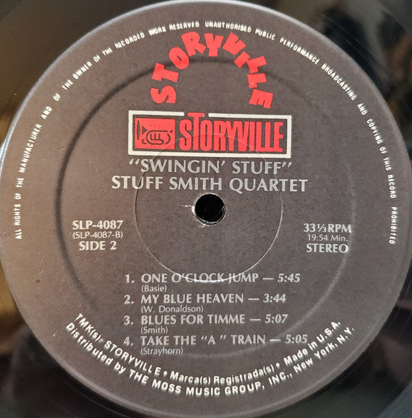 Stuff Smith Quartet : Swingin Stuff (LP, RE)