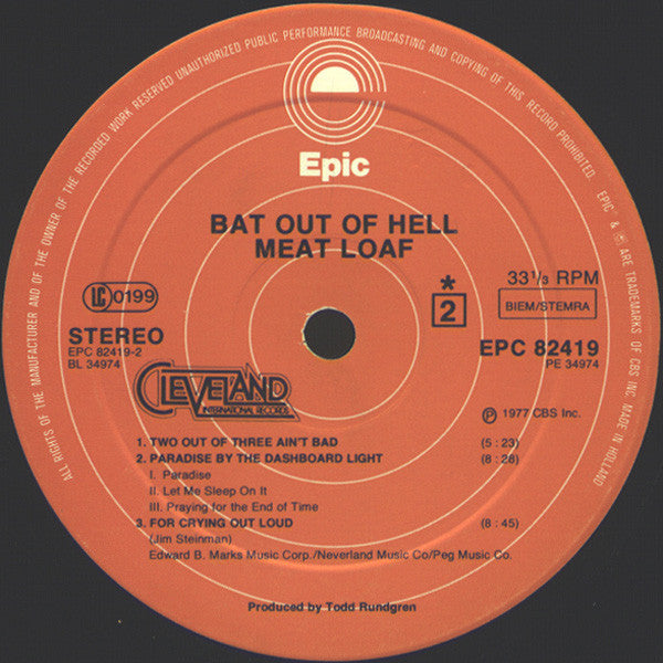 Meat Loaf : Bat Out Of Hell (LP, Album, RE)